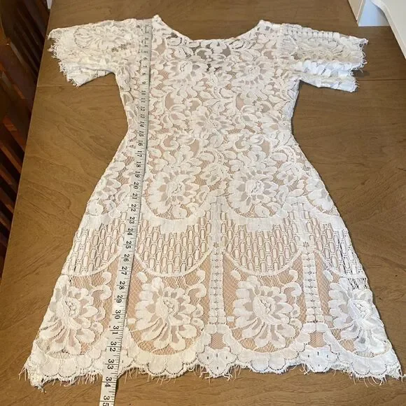Lulus Pearson White Lace Short Sleeve Dress Size Small - Picture 16 of 16